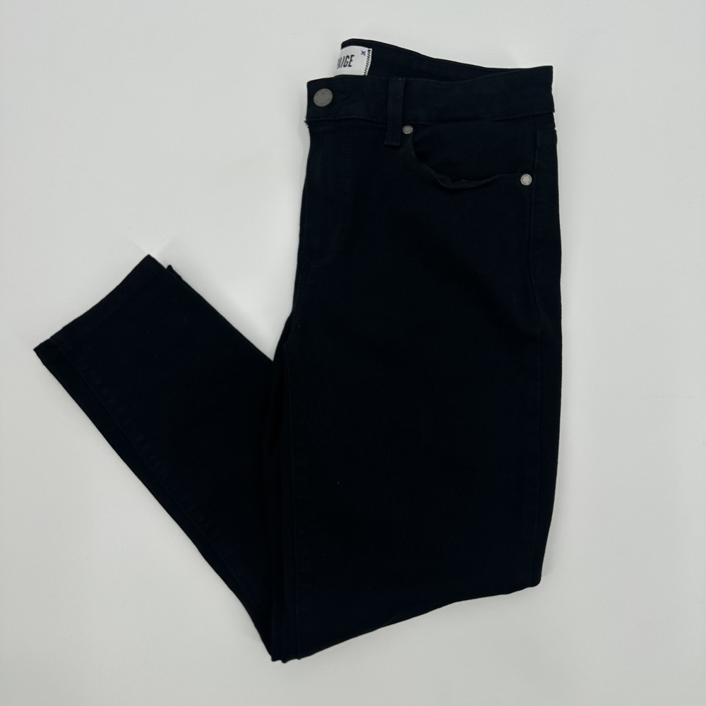 Paige Verdugo Ankle Jeans Womens 31 Black Skinny Stretch Mid Rise Rayon Blend